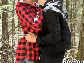 Two young gay boys reveal their penises for oral pleasure and engage in passionate kissing