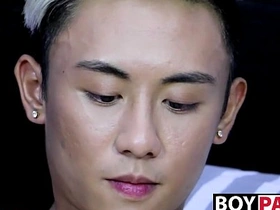 Ty Neiman, a captivating Caucasian Asian youth, pleasures himself on camera