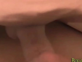 Skinny Asian twink gets bukkake facial in HD