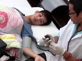 Skinny Asian twink undergoes medical examination and anal penetration by doctor in uniform