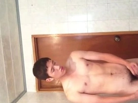 Asian boy enjoys himself