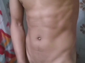 Latino masturbation with creamy finish