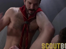 Young scout boy gets seduced and fucked hard by a hairy DILF