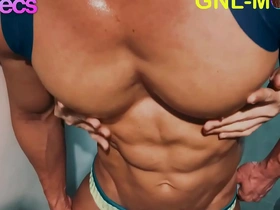 Asian hunk with muscular physique enjoys nipple play