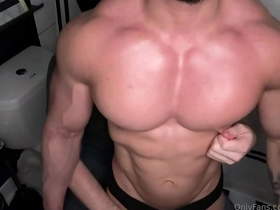 Asian hunk with big pecs worships his partner's nipples